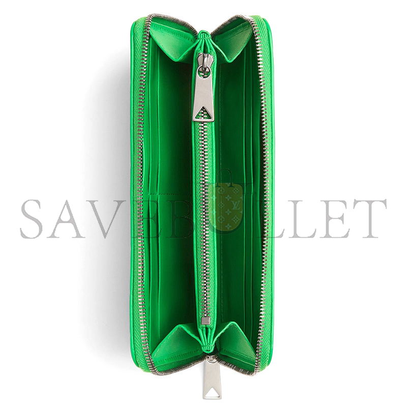 BOTTEGA VENETA INTRECCIATO ZIP-AROUND WALLET PARAKEET 593217 (19*10*2cm)
